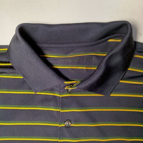 Ralph Lauren RLX Polo Shirt Men XL Golf Course Logo Blue Green Yellow Striped - Picture 13 of 16